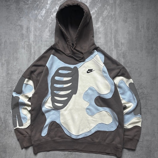 Sudadera Costillas Camuflaje Gris Fearless con gráfico streetwear en hoodie unisex