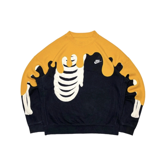 Sudadera Costillas Splash Mostaza Fearless con gráfico streetwear en hoodie unisex