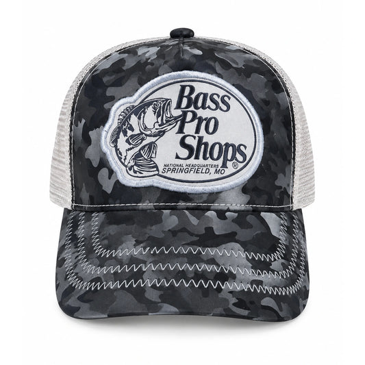 Gorra BASS PRO SHOPS Camuflaje Negra Beige Fearless vista frontal