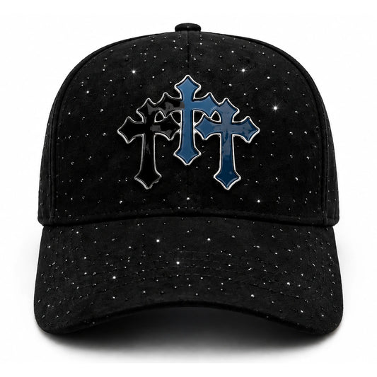 Gorra Cruces Negra Brillos Fearless vista frontal