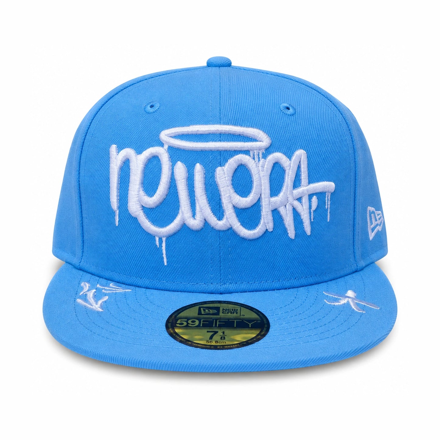 Gorra Cerrada New Era Graffiti Celeste vista frontal