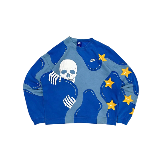 Sudadera Esqueleto Luna Azul Fearless con gráfico streetwear en hoodie unisex