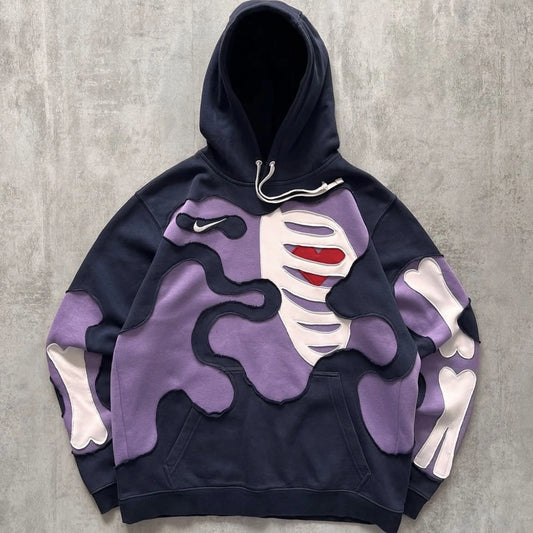 Sudadera Hueso Morado Fantasma Fearless con gráfico streetwear en hoodie unisex
