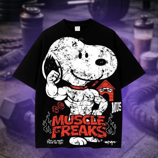 Muscle Freaks Moon Mascot Graphic T-Shirt