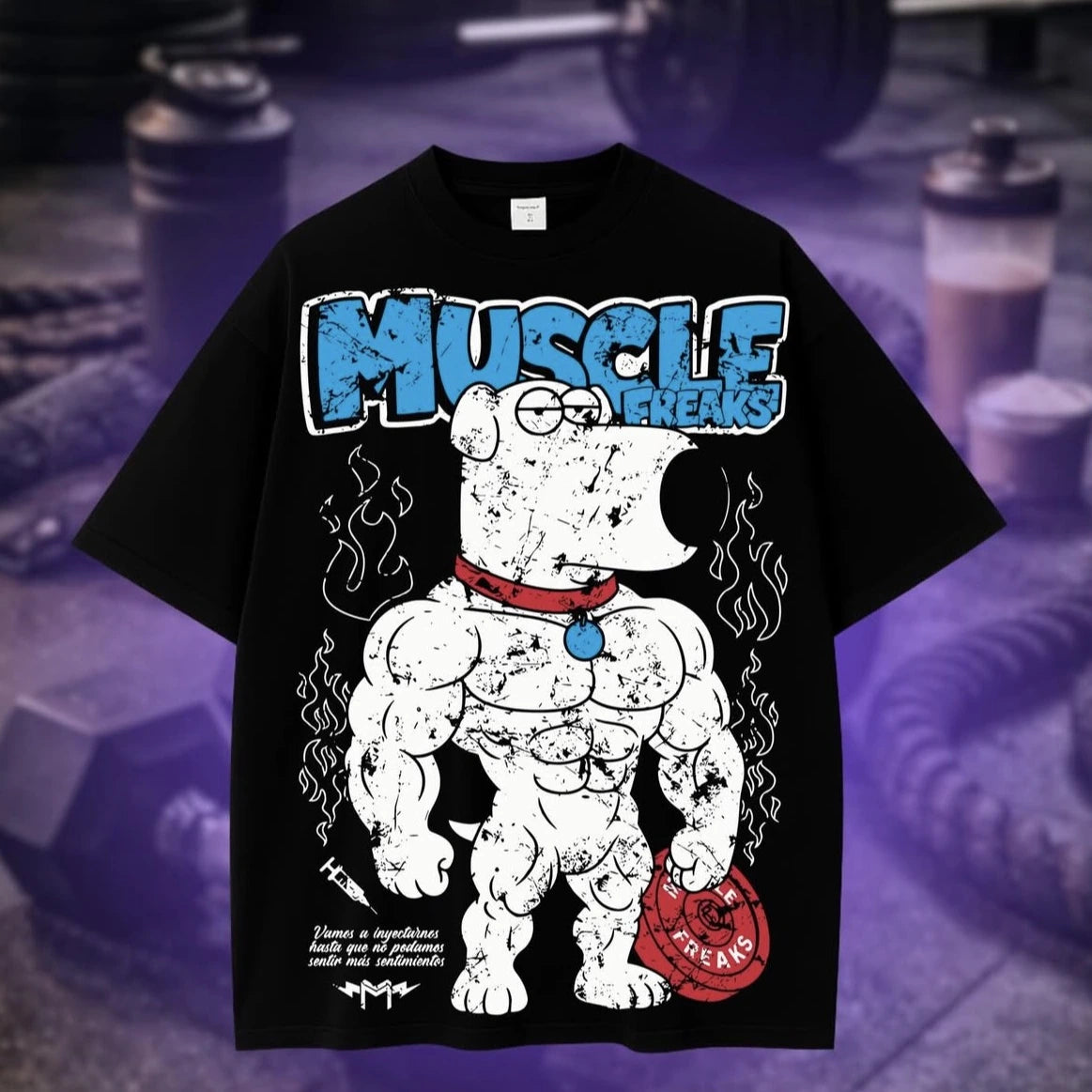 Muscle Freaks Blue Mascot Graphic T-Shirt