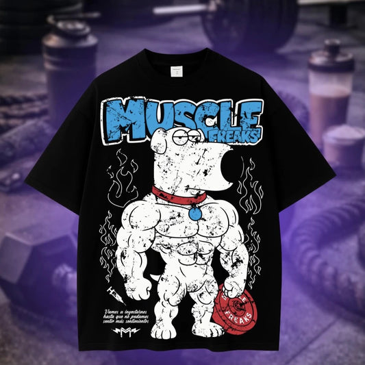 Muscle Freaks Blue Mascot Graphic T-Shirt