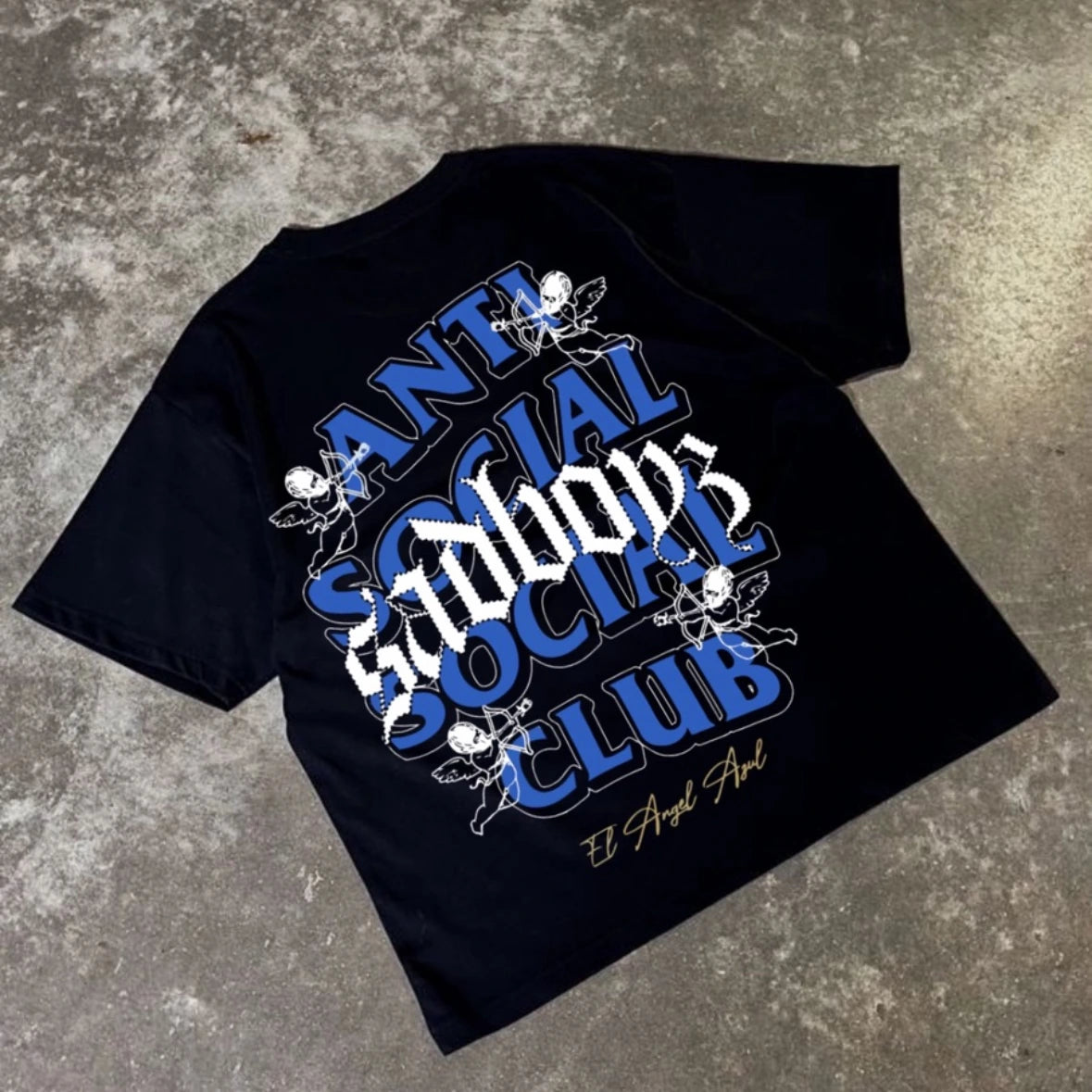 Anti Social Blue Chrome Graphic T-Shirt