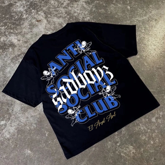 Anti Social Blue Chrome Graphic T-Shirt