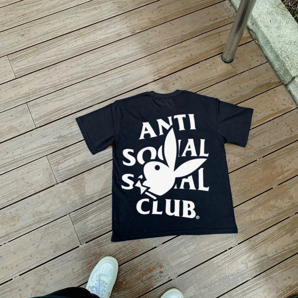 Anti Social White Puff Graphic T-Shirt