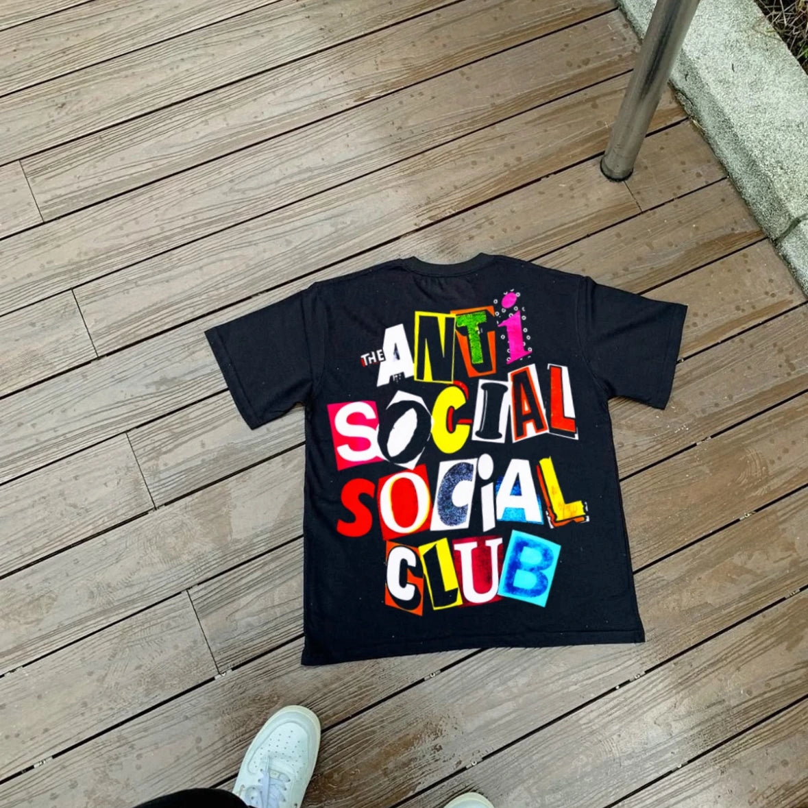 Anti Social Neon Block Graphic T-Shirt