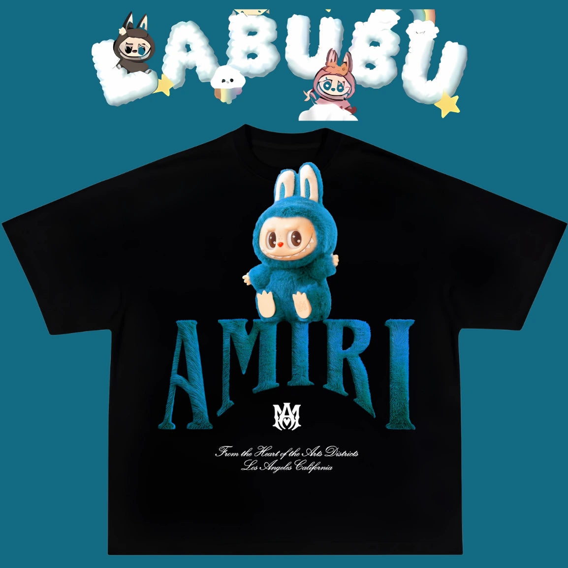Amiri Labubu Aqua Graphic T-Shirt